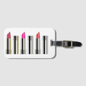 Lippenstift cosmetologie chroom roze rood girly bagagelabel (Voorkant (horizontaal))