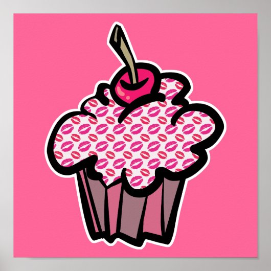 lippenstift cupcake poster (Voorkant)