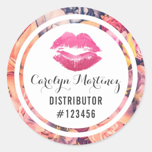 Lippenstift Distributeur Bloemenkus Verpakkingszeg Ronde Sticker (Voorkant)
