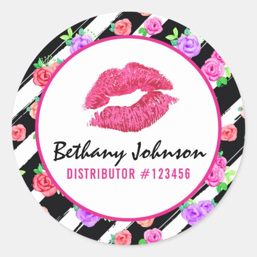 Lippenstift Distributeur Glam Roos Kiss Verpakking Ronde Sticker (Voorkant)