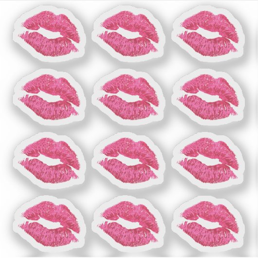 Lippenstift Distributeur Glam Roze Kus Lippen Plan Sticker (Voorkant)