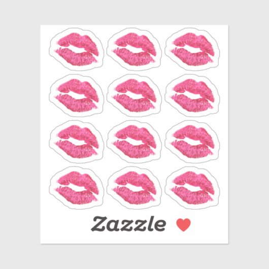 Lippenstift Distributeur Glam Roze Kus Lippen Plan Sticker (Vel)