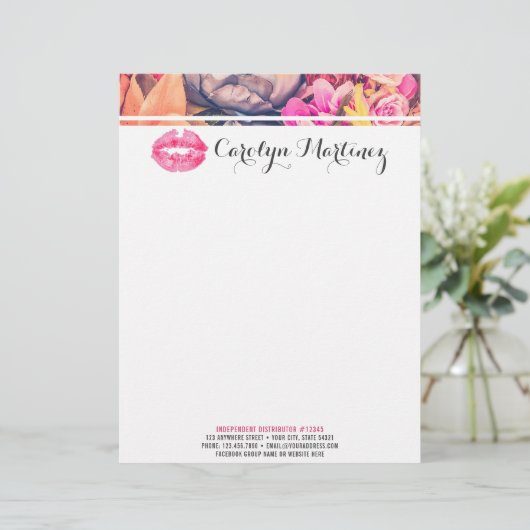 Lippenstift Distributeur Marketing Bloemen Kiss Li Briefhoofd Ontwerp (Staand voorkant)