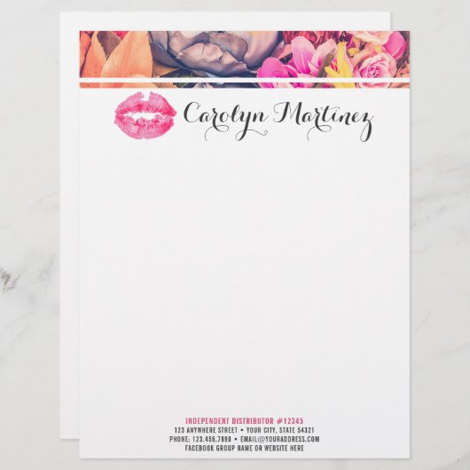 Lippenstift Distributeur Marketing Bloemen Kiss Li Briefhoofd Ontwerp (Voorkant / Achterkant)