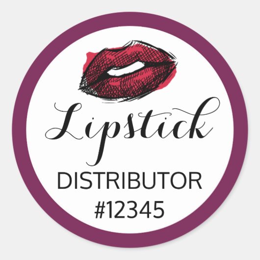 Lippenstift Distributeur Red Lips Kiss Verpakkings Ronde Sticker (Voorkant)