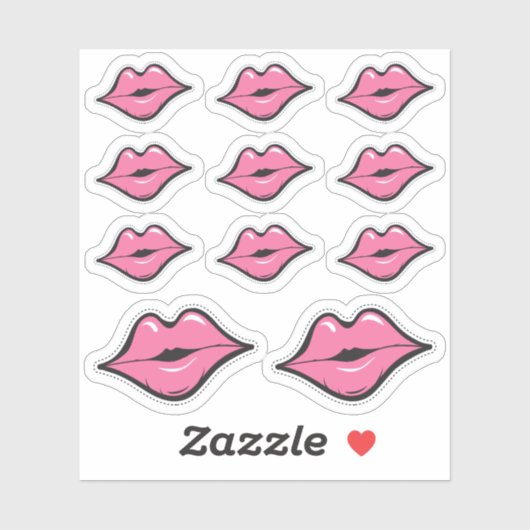 Lippenstift Distributeur Roze Kus Kissing Lip Plan Sticker (Vel)