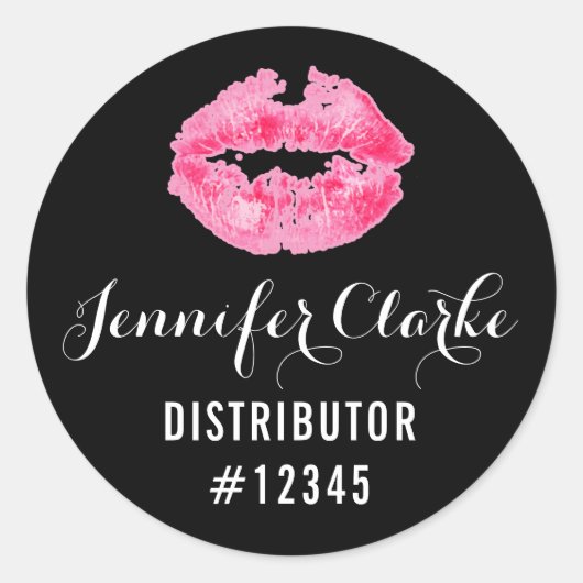 Lippenstift Distributeur Roze Lippen Kiss Verpakki Ronde Sticker (Voorkant)