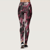 Lippenstift en donker mauve camouflage abstract leggings (Achterkant)