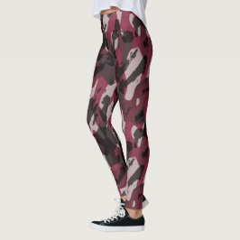 Lippenstift en donker mauve camouflage abstract leggings