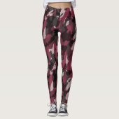 Lippenstift en donker mauve camouflage abstract leggings (Voorkant)