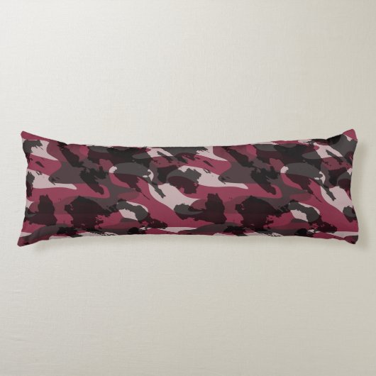 Lippenstift en donker mauve camouflage abstract lichaamskussen (Voorkant)