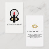 Lippenstift en make-upspiegel visitekaartje (Voorkant / Achterkant)