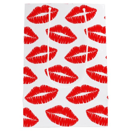 Lippenstift Kiss Patroon Rood en Wit Monogram Medium Cadeauzakje (Achterkant)