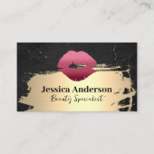 Lippenstift kus | Geborsteld goud | Schoonheid Visitekaartje (Voorkant)