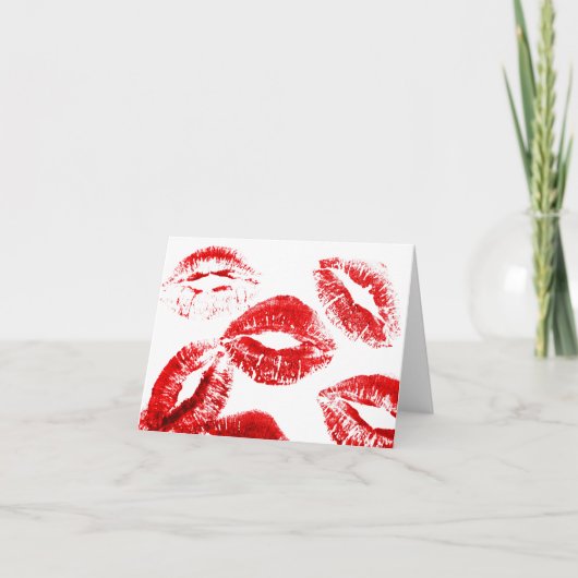Lippenstift Kusjes Kus Lip Print Liefde Valentijn Kaart (Voorkant)