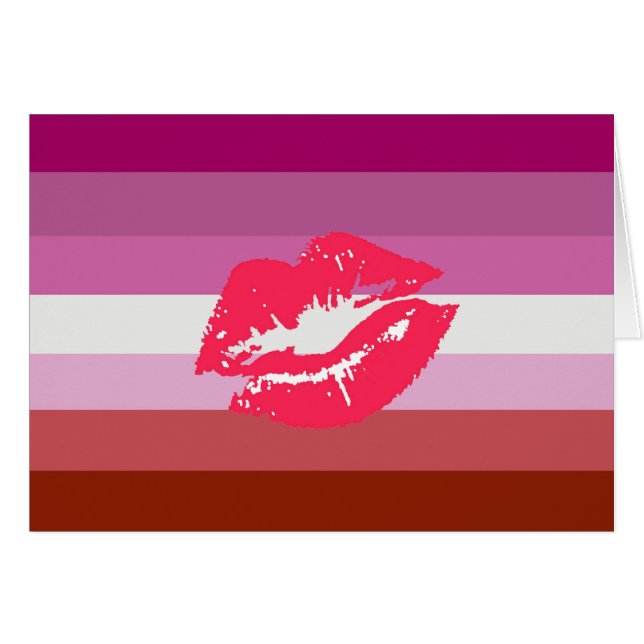 Lippenstift Lesbische Pride Vlag en Lippen (Voorkant Horizontaal)