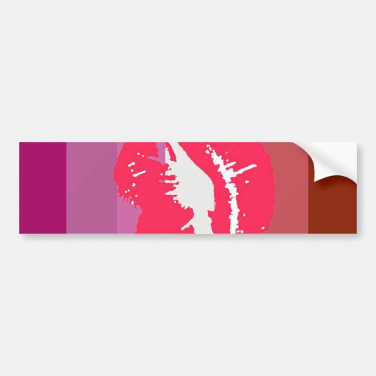 Lippenstift Lesbische Pride Vlag en Lippen Bumpersticker (Voorkant)