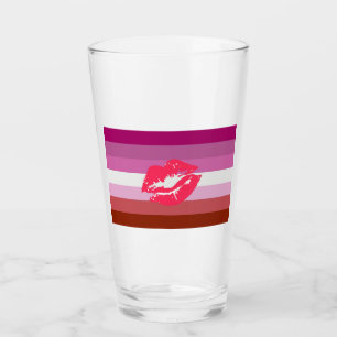 Lippenstift Lesbische Pride Vlag en Lippen Glas