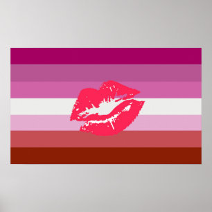 Lippenstift Lesbische Pride Vlag en Lippen Poster