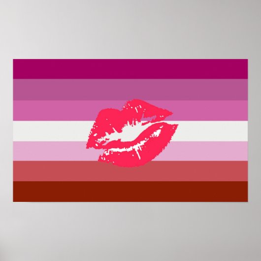 Lippenstift Lesbische Pride Vlag en Lippen Poster (Voorkant)