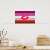Lippenstift Lesbische Pride Vlag en Lippen Poster (Keuken)
