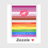 Lippenstift Lesbische Pride Vlag en Lippen Sticker (Vel)