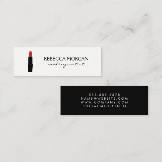 Lippenstift Mini Visitekaartje (Voorkant / Achterkant)