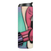 Lippenstift Pop Art | Faux Glitter Thermosbeker (Gedraaid links)