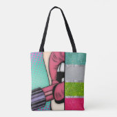 Lippenstift Pop Art | Faux Glitter Tote Bag (Achterkant)