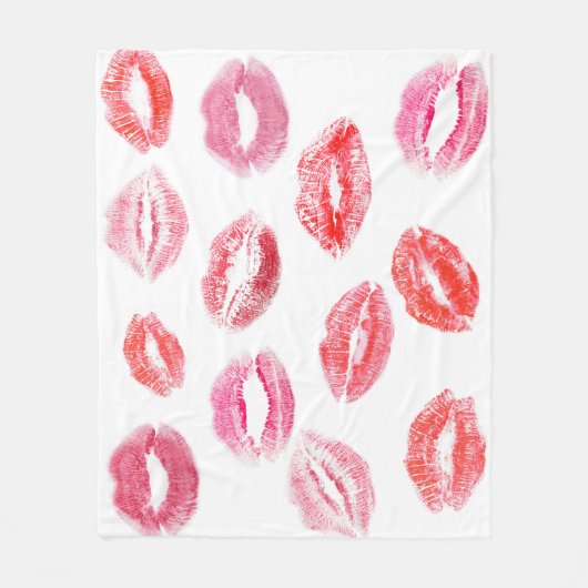 Lippenstift prints: diverse vrouwenlippen. fleece deken (Voorkant)