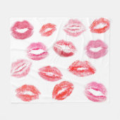 Lippenstift prints: diverse vrouwenlippen. fleece deken (Voorkant (Horizontaal))