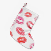Lippenstift prints: diverse vrouwenlippen. kleine kerstsok (Voorkant (Hangend))