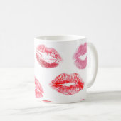 Lippenstift prints: diverse vrouwenlippen. koffiemok (Voorkant rechts)
