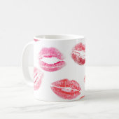 Lippenstift prints: diverse vrouwenlippen. koffiemok (Voorkant links)