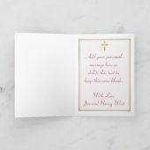 Lippenstift Rood, Goud, Kruis, Damast, Dankkaart Bedankkaart (Binnen)