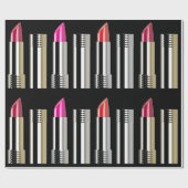 Lippenstift schoonheid make-up zilver roze modern cadeaupapier (Vlak)