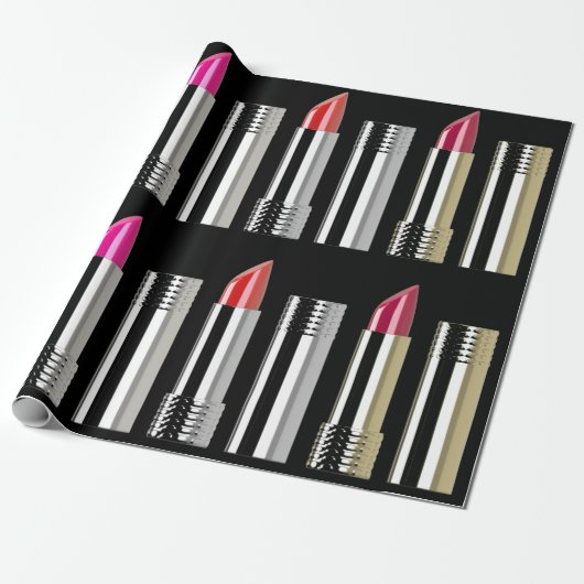 Lippenstift schoonheid make-up zilver roze modern cadeaupapier (Uitgerold)