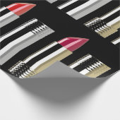 Lippenstift schoonheid make-up zilver roze modern cadeaupapier (Hoek)