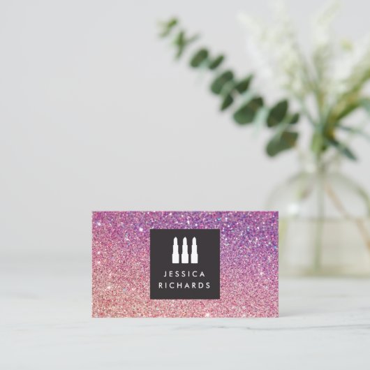 Lippenstift Trio Logo Make-up Artiest Glitter Ombr Visitekaartje (Staand voorkant)