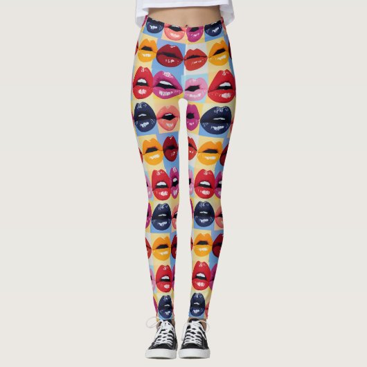 Lippenstift Valentijnsdag Leggings (Voorkant)
