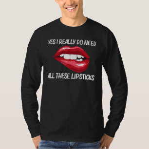 Lippenstift voor vrouwen Meisjes Lip Bijten Rode L T-shirt