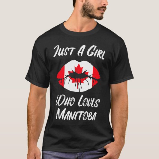 Lips and Mouth Love Canadian Flag Manitoba T-shirt (Voorkant)