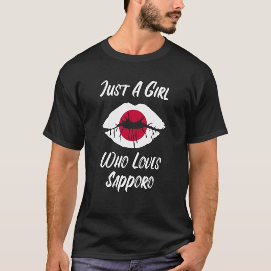 Lips and Mouth Love Japanse vlag Sapporo T-shirt (Voorkant)