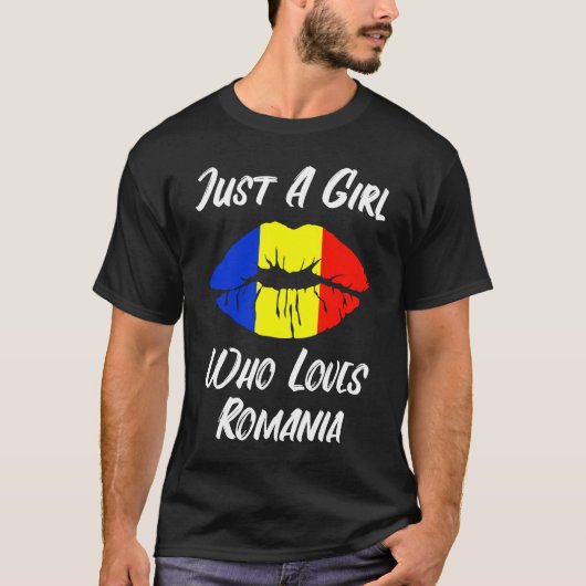 Lips and Mouth Love Roemeense vlag Roemenië T-shirt (Voorkant)