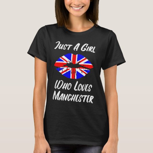 Lips and Mouth Love Union Jack Flag Manchester T-shirt (Voorkant)
