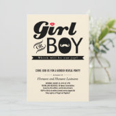 Lips and Mustache Baby Gender Reopenbaarmake Party Kaart (Staand voorkant)