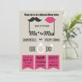 Lips and Mustache Typography Chic Rehearsal Dinner Kaart (Staand voorkant)