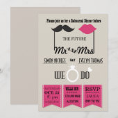 Lips and Mustache Typography Chic Rehearsal Dinner Kaart (Voorkant / Achterkant)