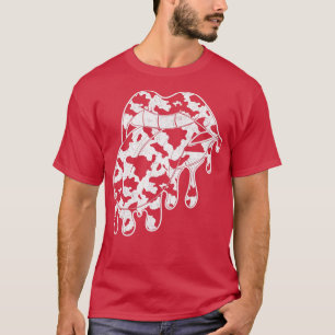 Lips Animal Koe Print Mouth Koe Patroon T-shirt