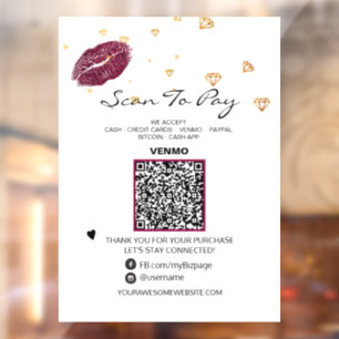 *~* LIPS DIAMONDS Scan om te BETALEN  QR code Raamsticker